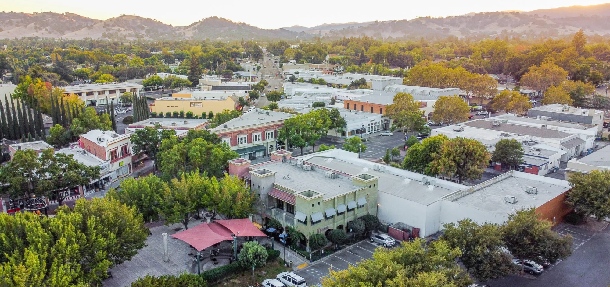 Aerial view of downtown Vacaville, CA